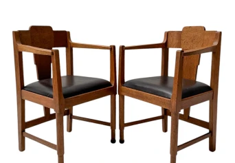 Two Art Deco Amsterdamse School Armchairs, by Frits Spanjaard, 1920s